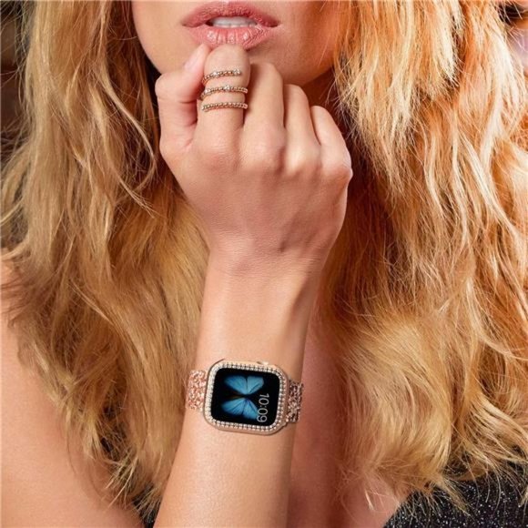 NEW Rose Gold Glitter Apple Watch Band with Case main image 6